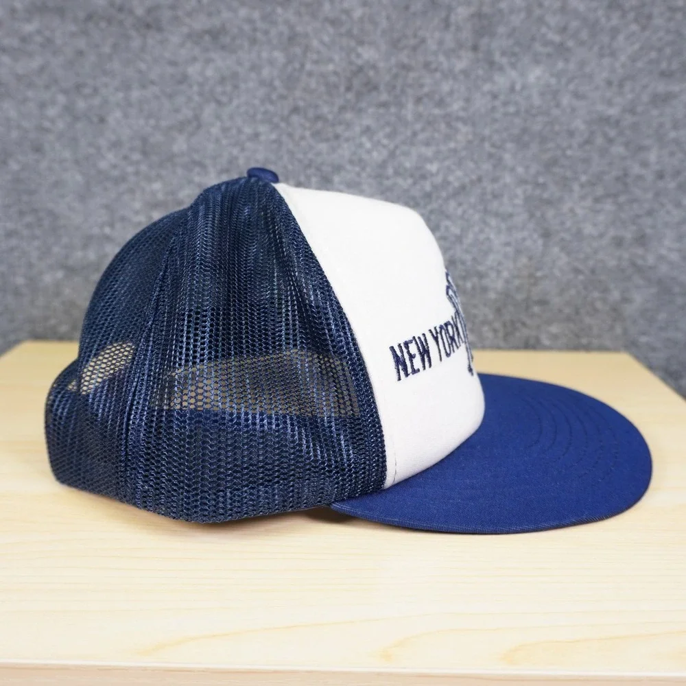 Vintage New York Yankees Trucker Hat Supercap Blue White Mesh Cap 70s 80s